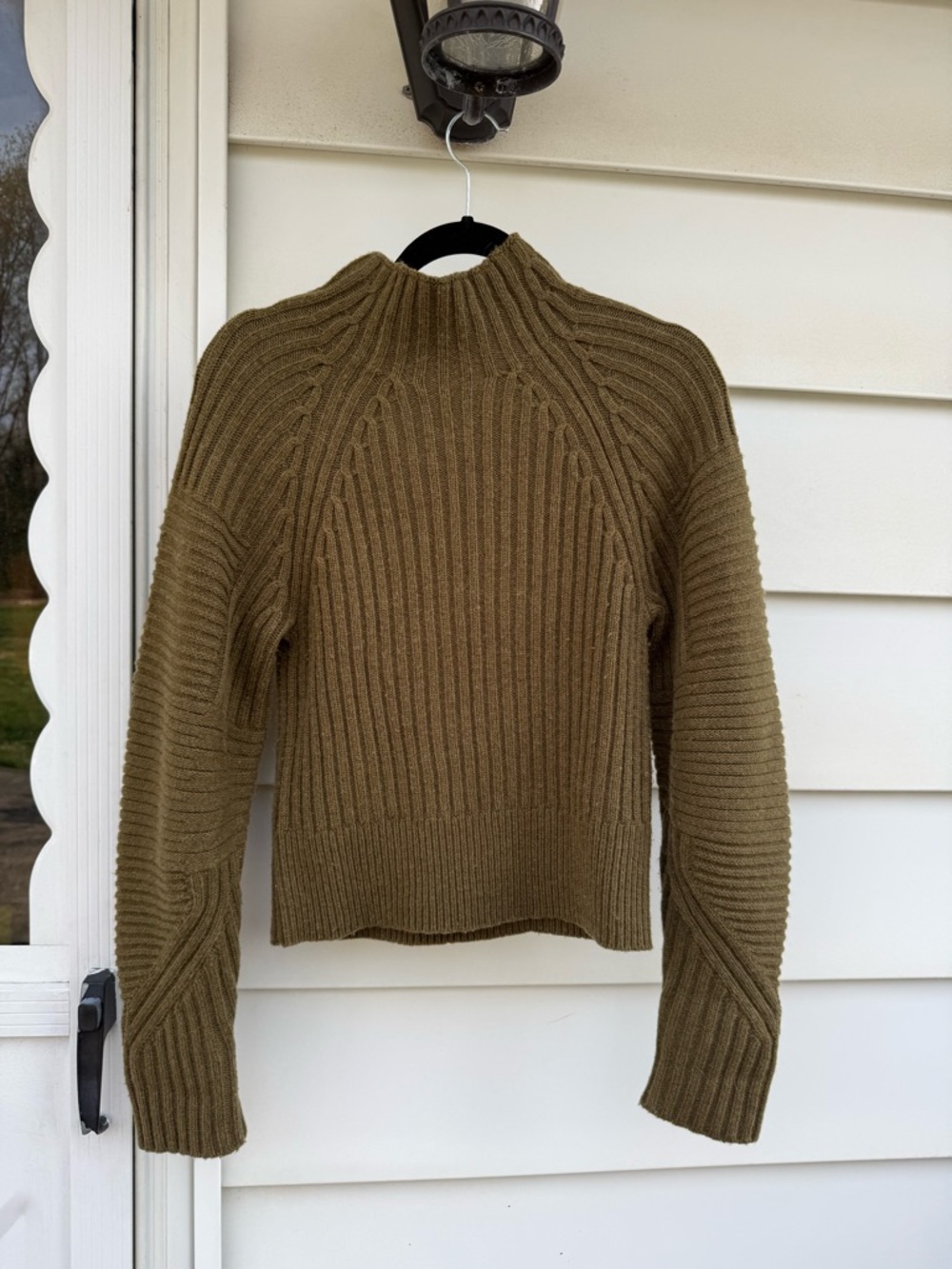 Rag & Bone Wool Ribbed Mock Neck Sweater - Olive sz S
